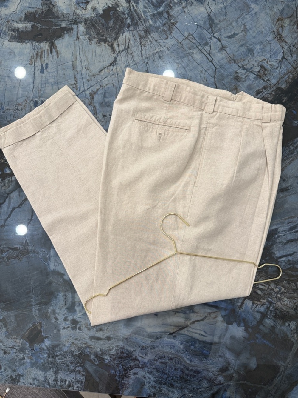 Perry Ellis linen Men's Beige Dress Trousers size36/32
